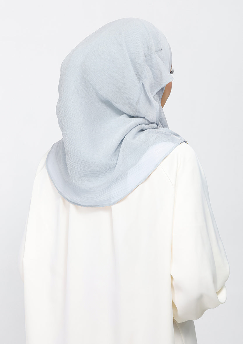 silver plain crinkled chiffon