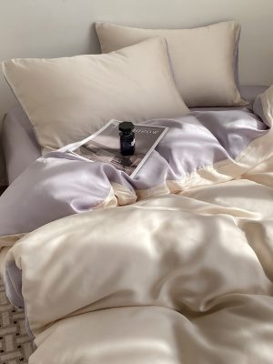 2026 Summer Solid Color Ice Silk Four-Piece Set a Cooling-effect bed sheets and duvet covers for dormitory bedding