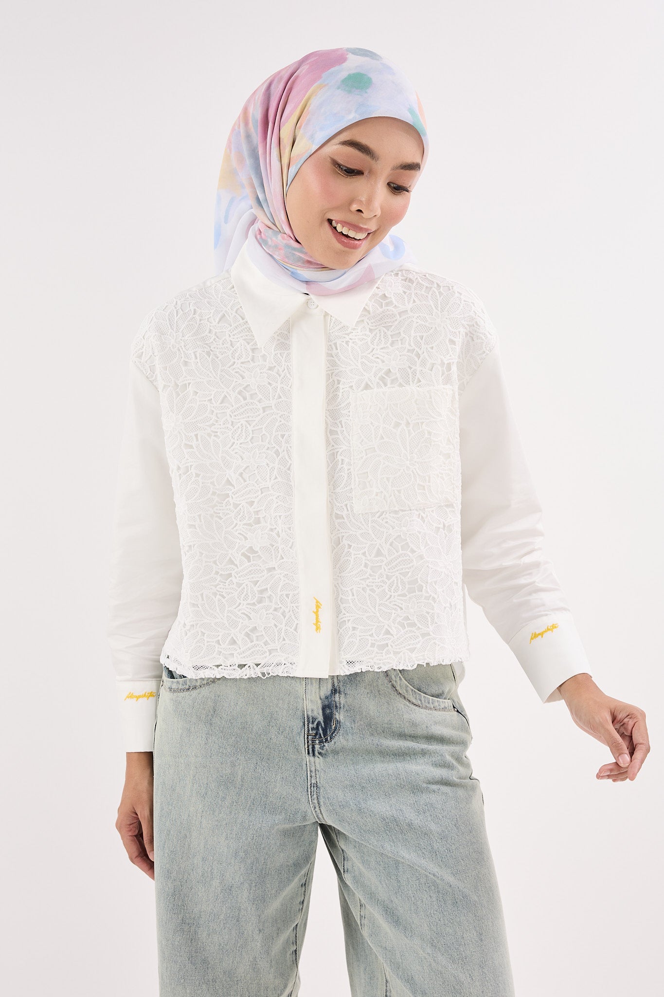 fruity white square scarf
