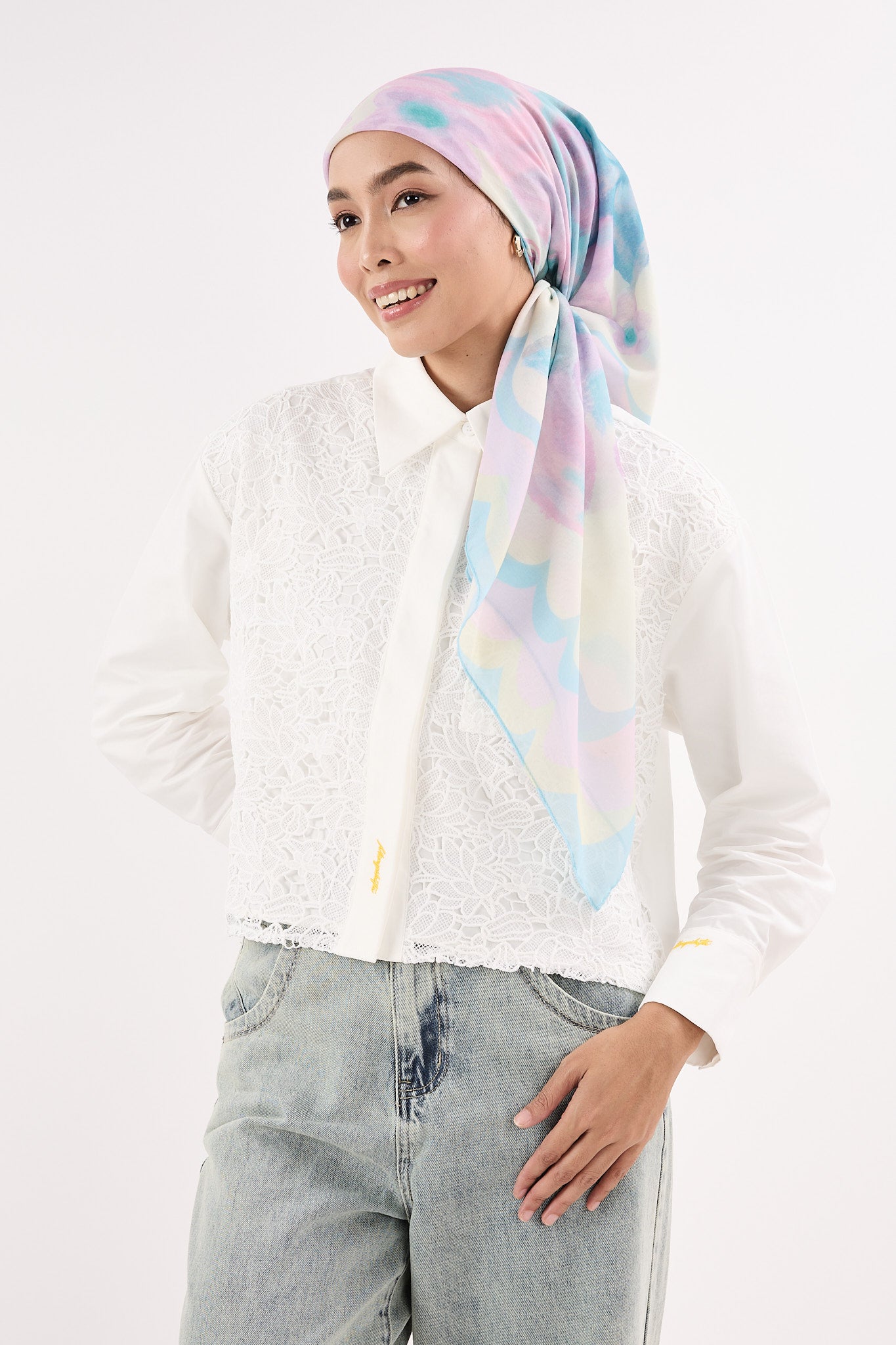 fruity baby blue square scarf