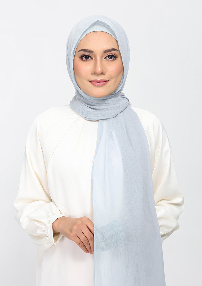 silver plain crinkled chiffon