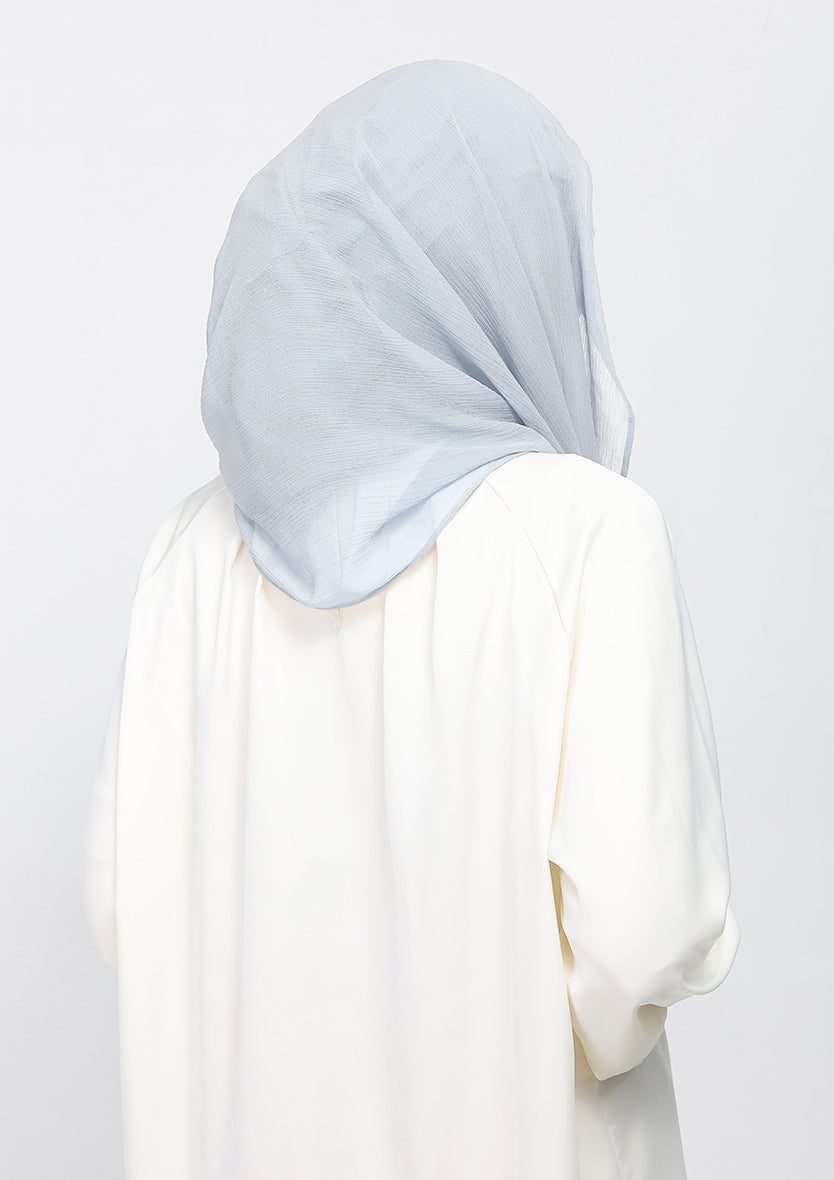 silver plain crinkled chiffon