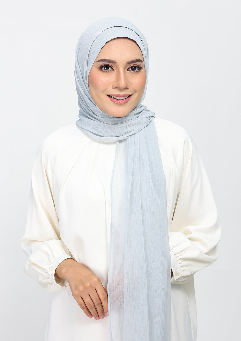silver plain crinkled chiffon
