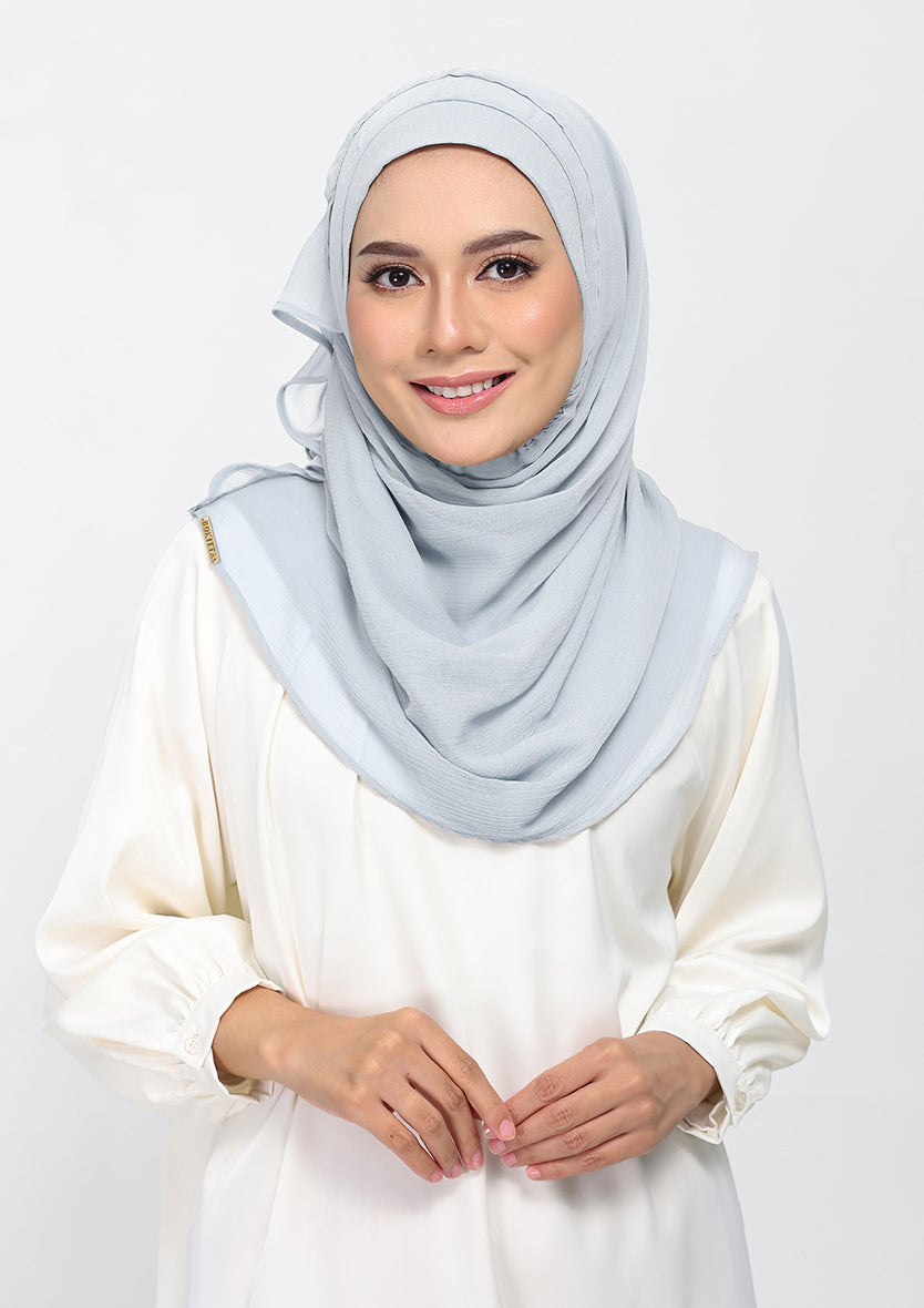 silver plain crinkled chiffon