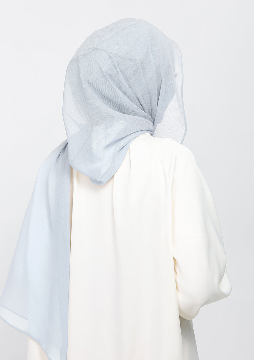 silver plain crinkled chiffon