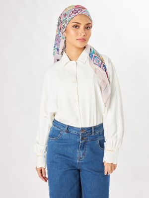 marny square scarf colourful white