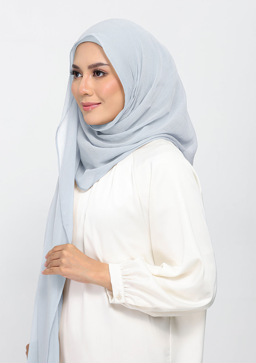 silver plain crinkled chiffon