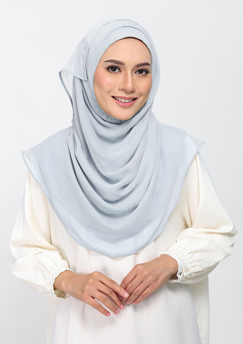 silver plain crinkled chiffon