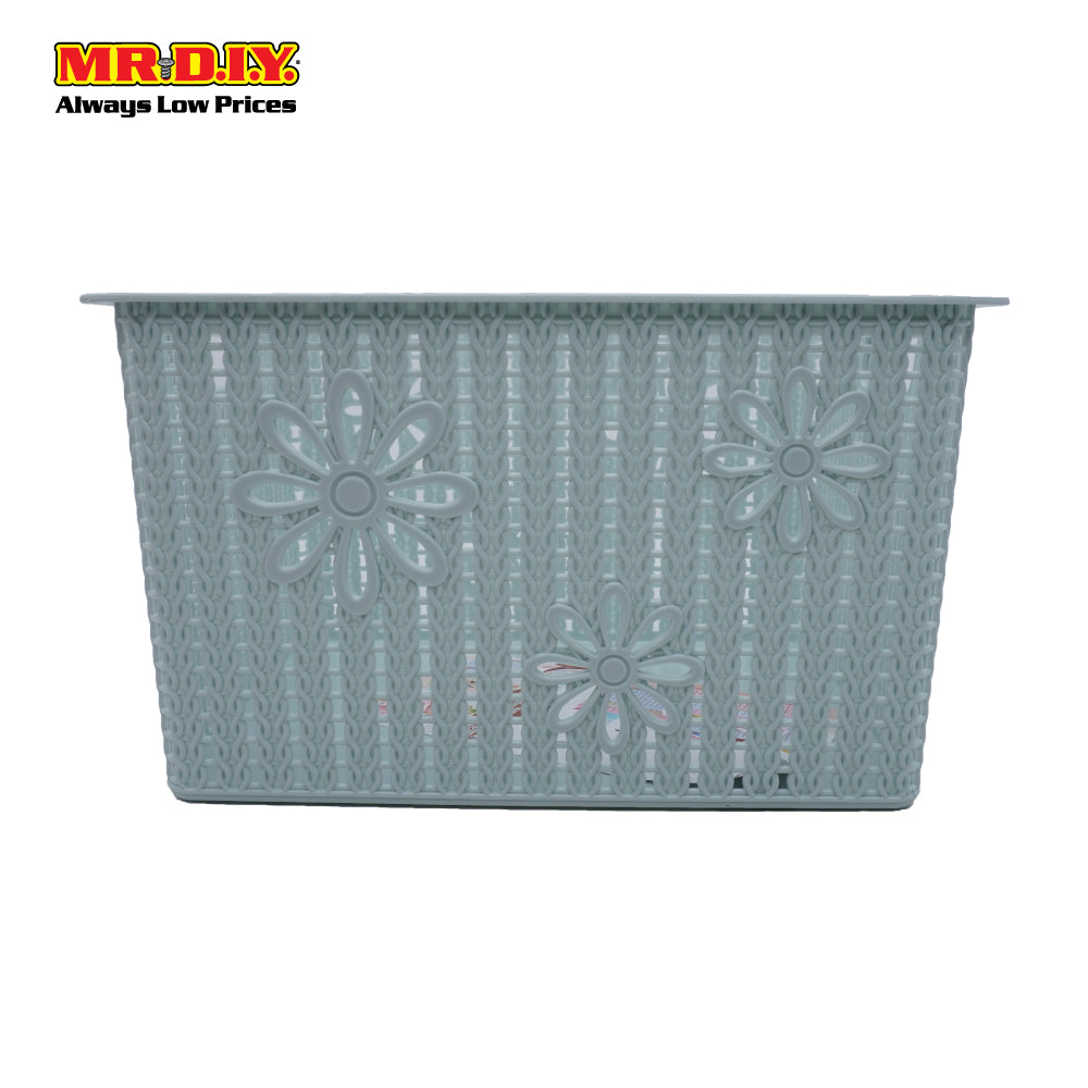 fei long rectangular double handle plastic rattan flowers storage basket