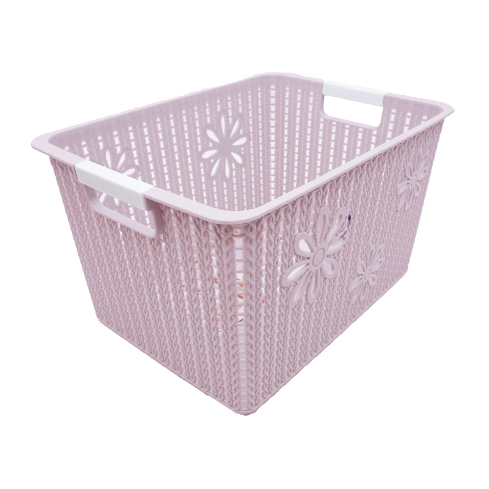 fei long rectangular double handle plastic rattan flowers storage basket