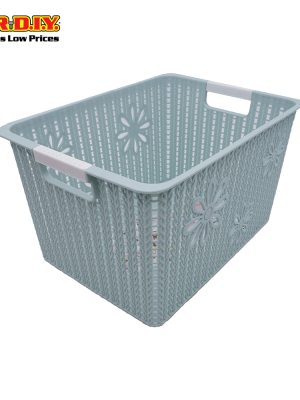 fei long rectangular double handle plastic rattan flowers storage basket