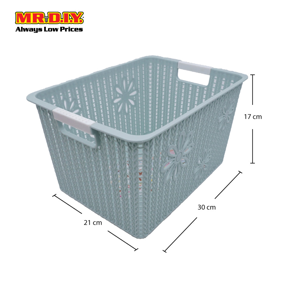 fei long rectangular double handle plastic rattan flowers storage basket