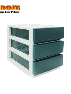 (mr.diy) plastic storage drawer rack desk organizer 3 tier (25.5 x 18 x 24cm)
