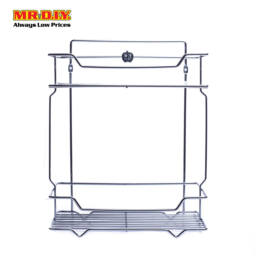 (mr.diy) wall mounted stainless steel 2 layer bathroom rack (29cm x 35cm)