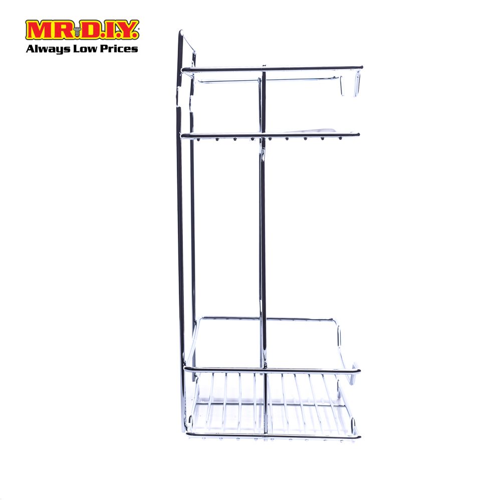 (mr.diy) wall mounted stainless steel 2 layer bathroom rack (29cm x 35cm)