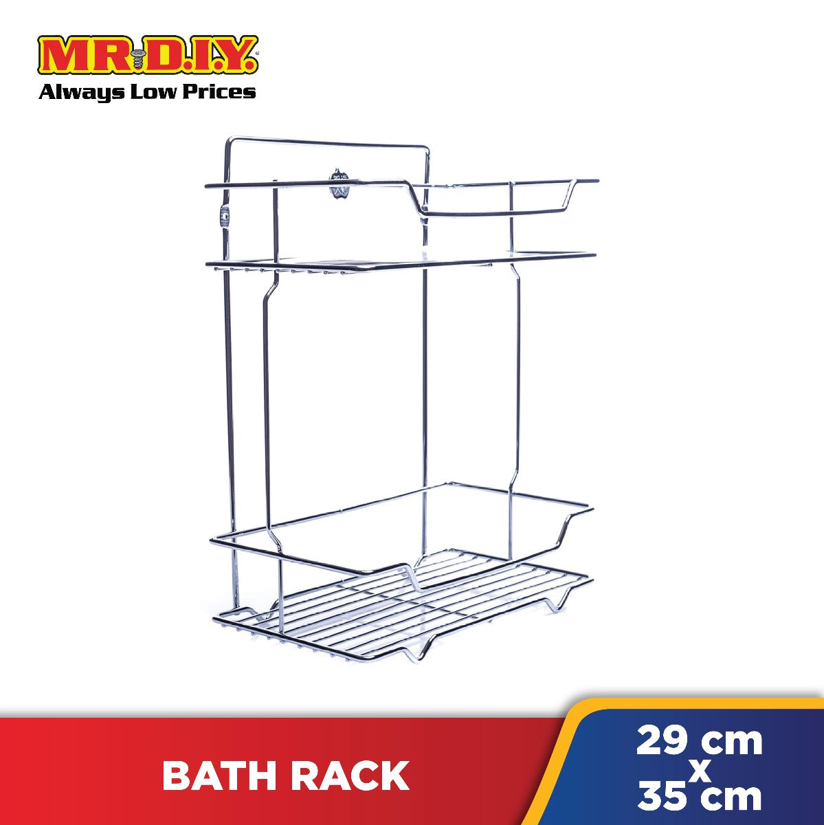 (mr.diy) wall mounted stainless steel 2 layer bathroom rack (29cm x 35cm)