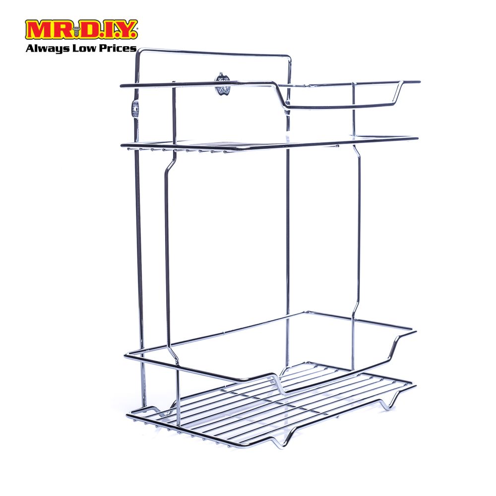(mr.diy) wall mounted stainless steel 2 layer bathroom rack (29cm x 35cm)