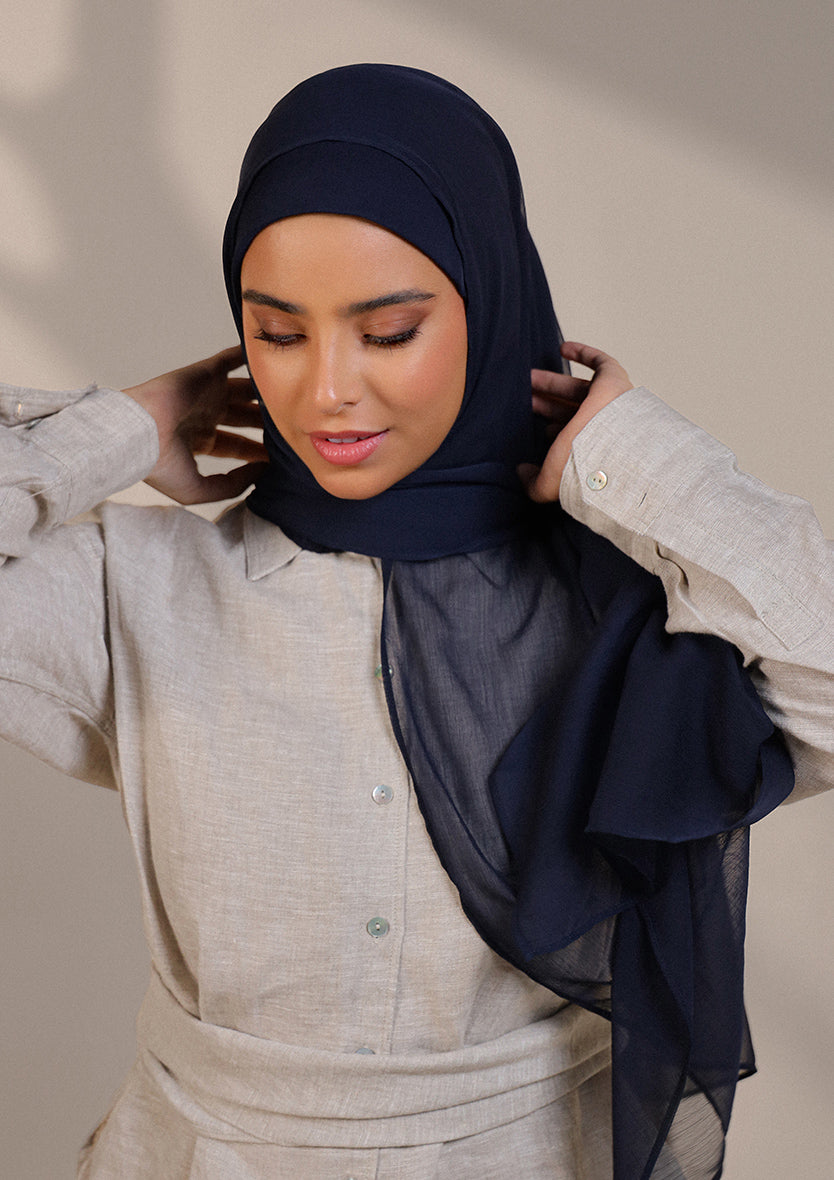 navy instant hijab with inner