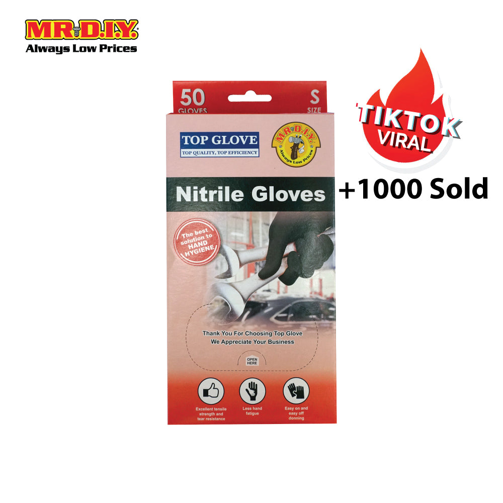 top glove nitrile gloves black (size s,m,l)