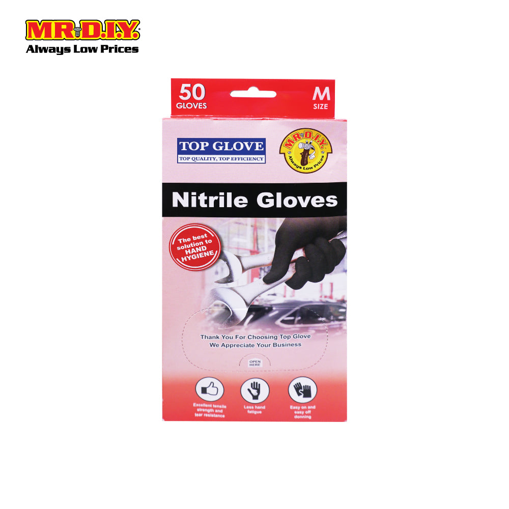 top glove nitrile gloves black (size s,m,l)