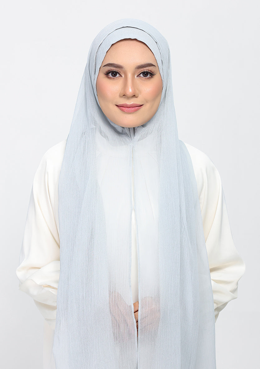 silver plain crinkled chiffon