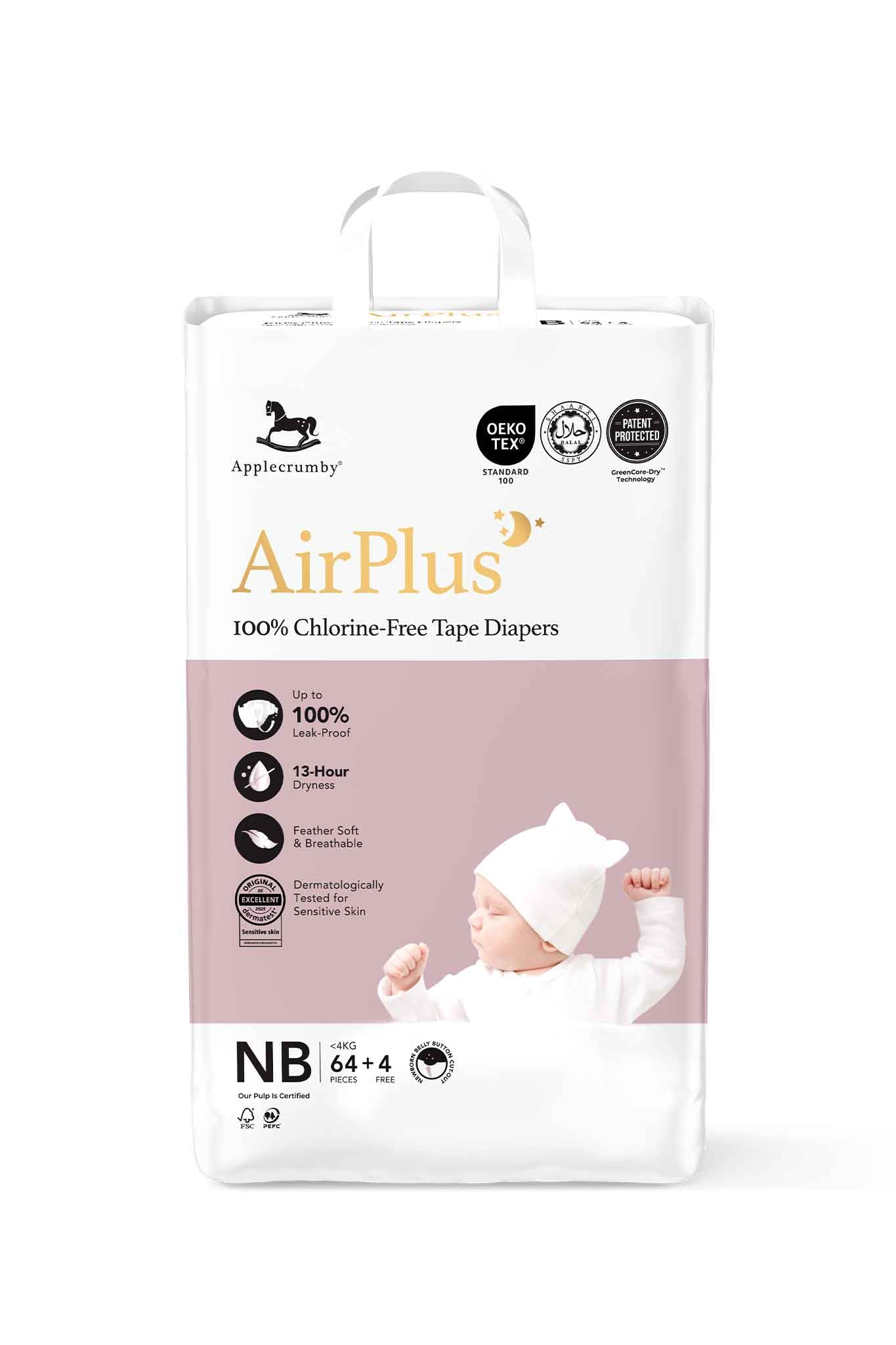applecrumby airplus overnight tape diapers mega