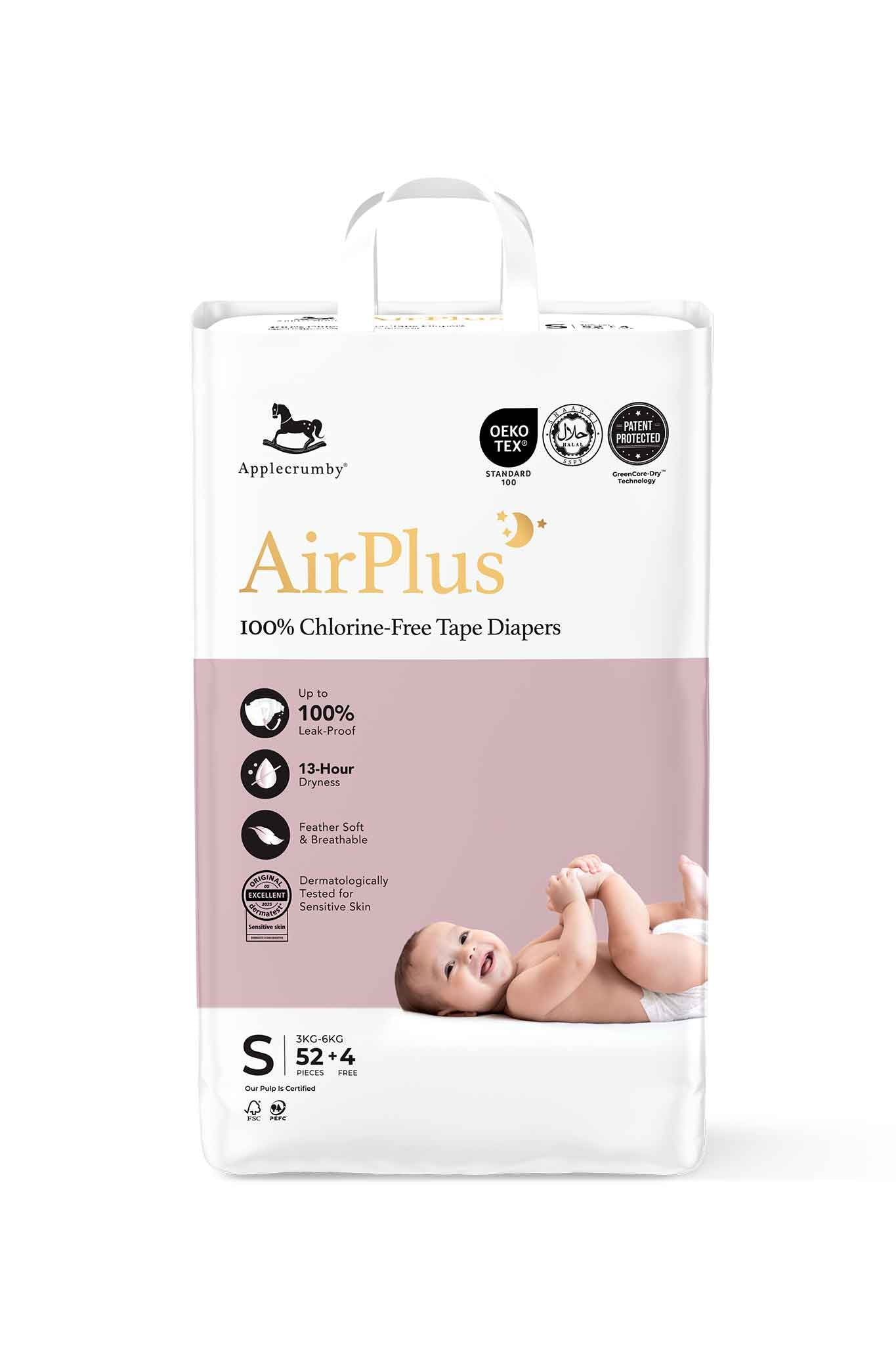 applecrumby airplus overnight tape diapers mega