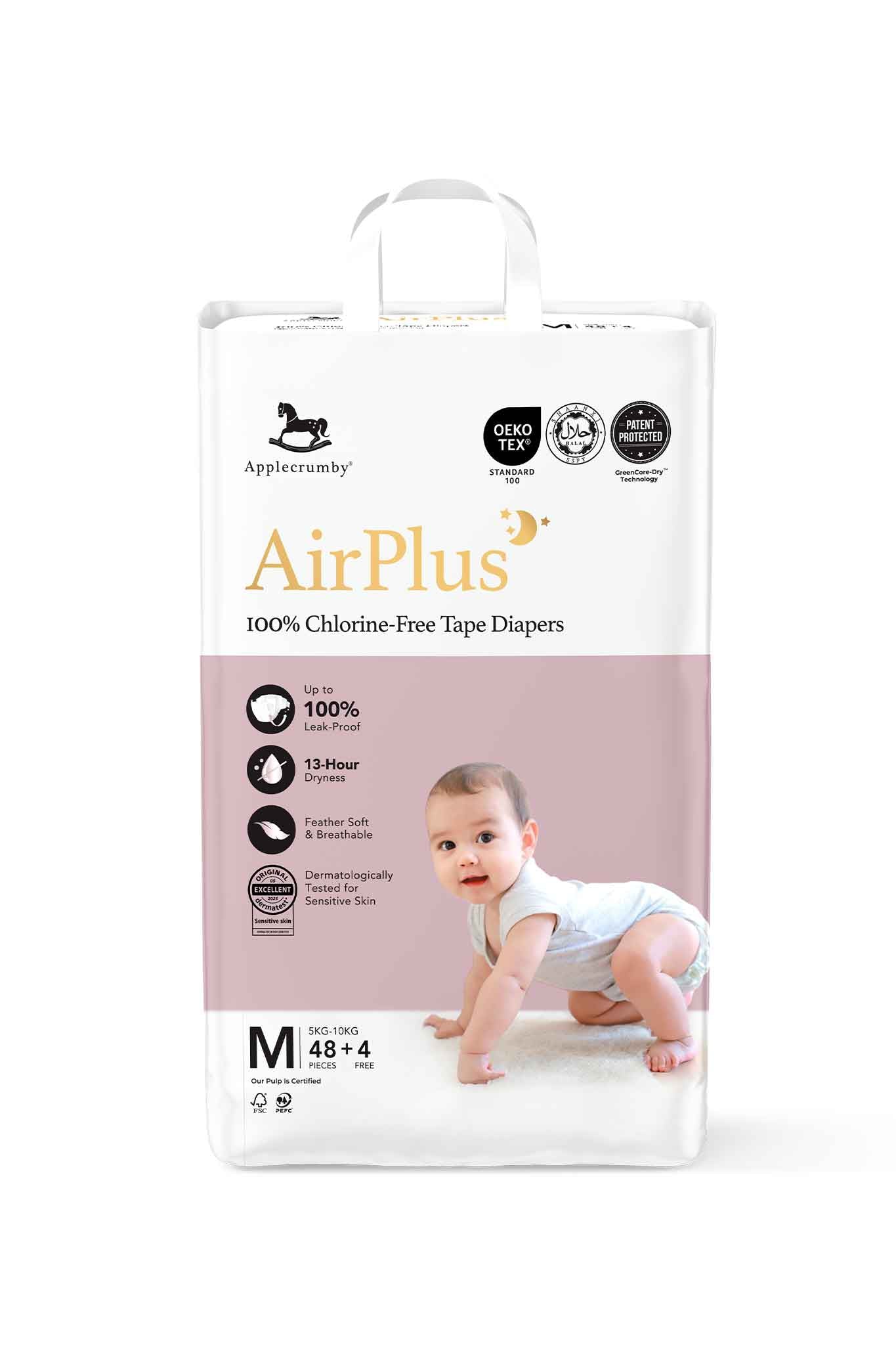 applecrumby airplus overnight tape diapers mega