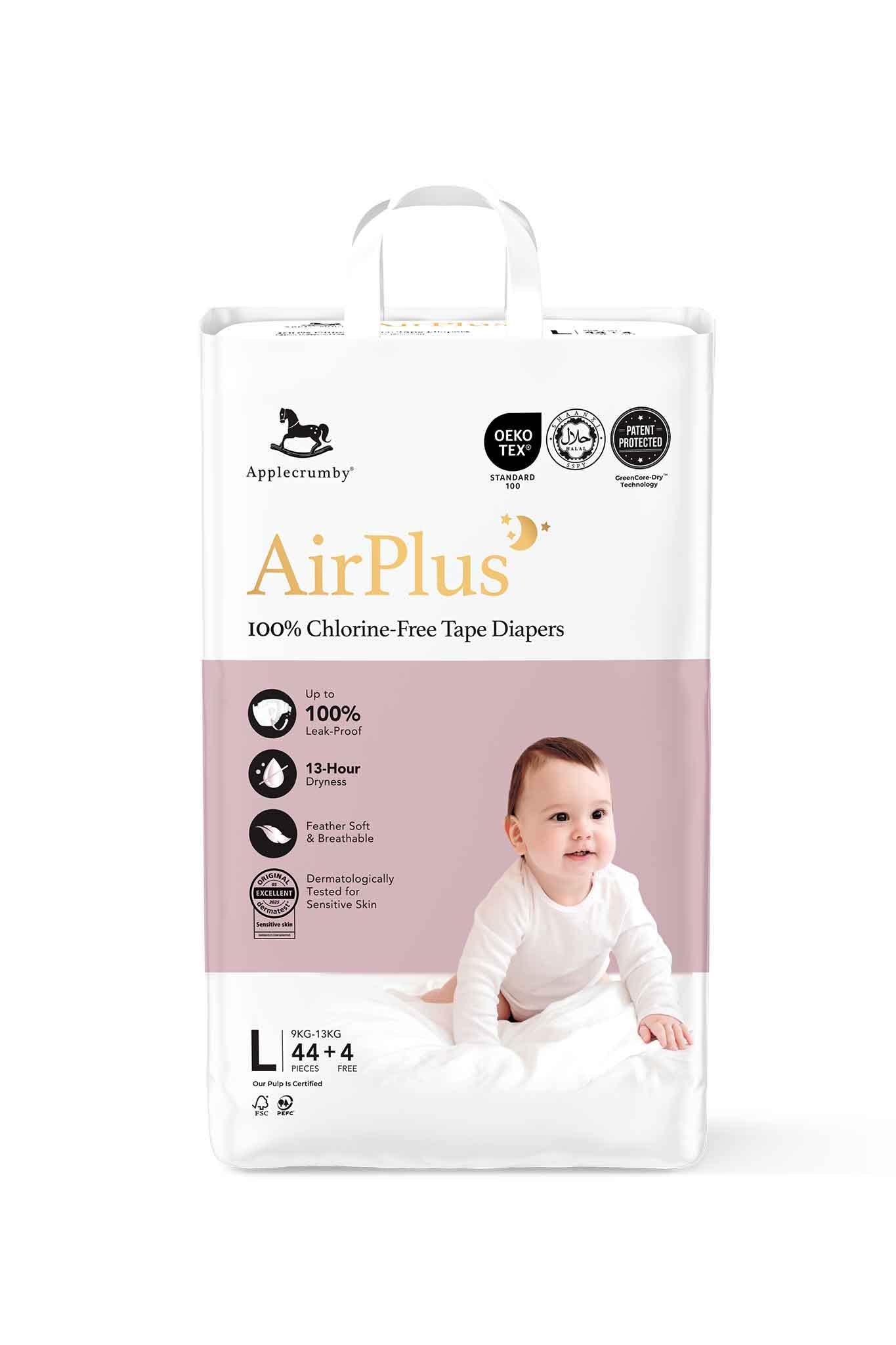 applecrumby airplus overnight tape diapers mega