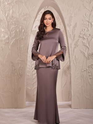 Ayline baju kurung in taupe grey