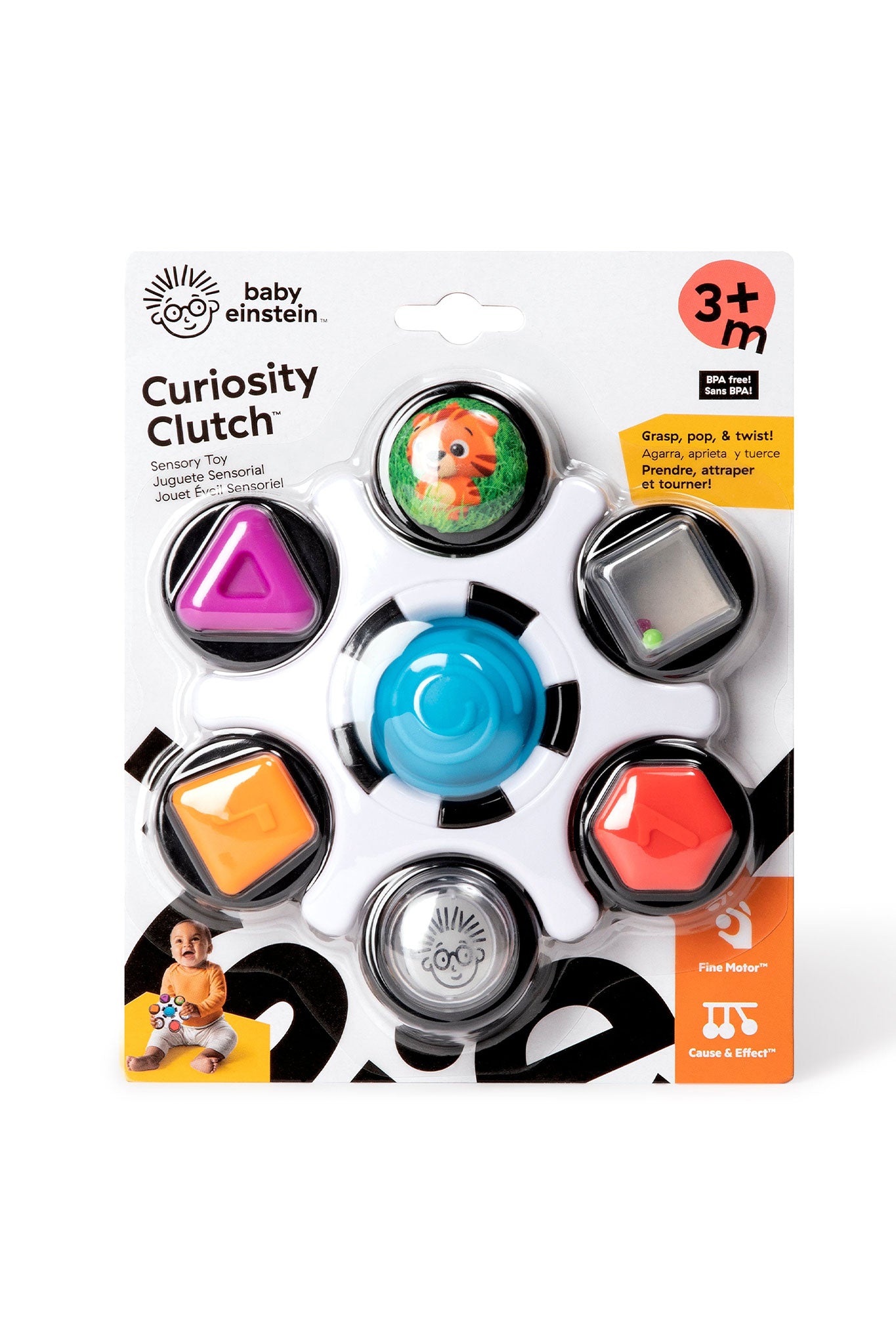 baby einstein curiosity clutch twist & pop rattle teether infant toy