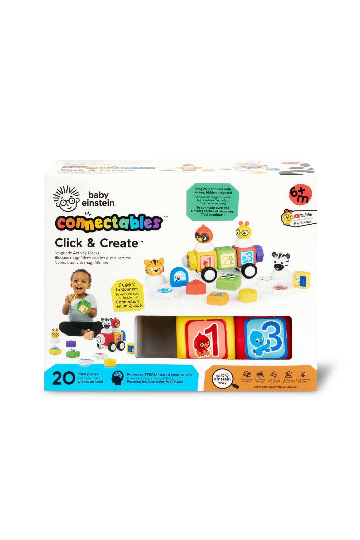 baby einstein connectables 2 piece click & create magnetic activity blocks