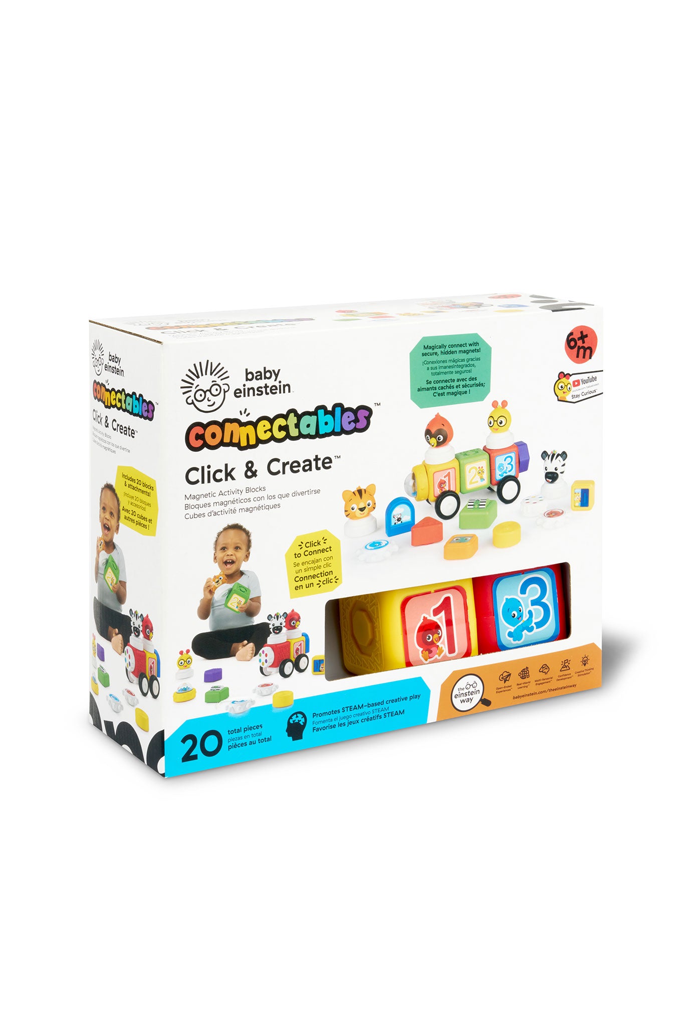 baby einstein connectables 2 piece click & create magnetic activity blocks