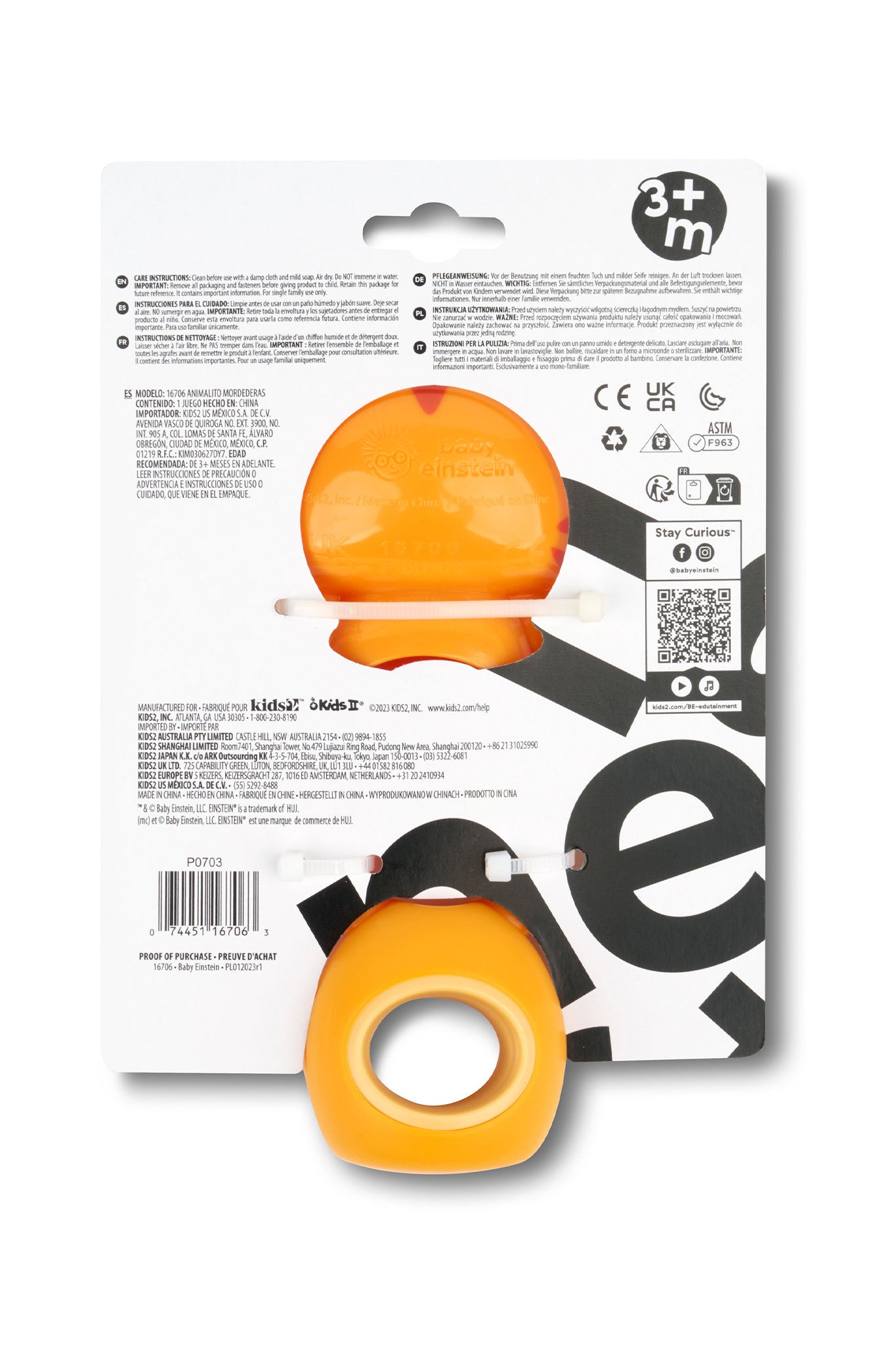 baby einstein teethe & wobble tiger bpa free teether toy