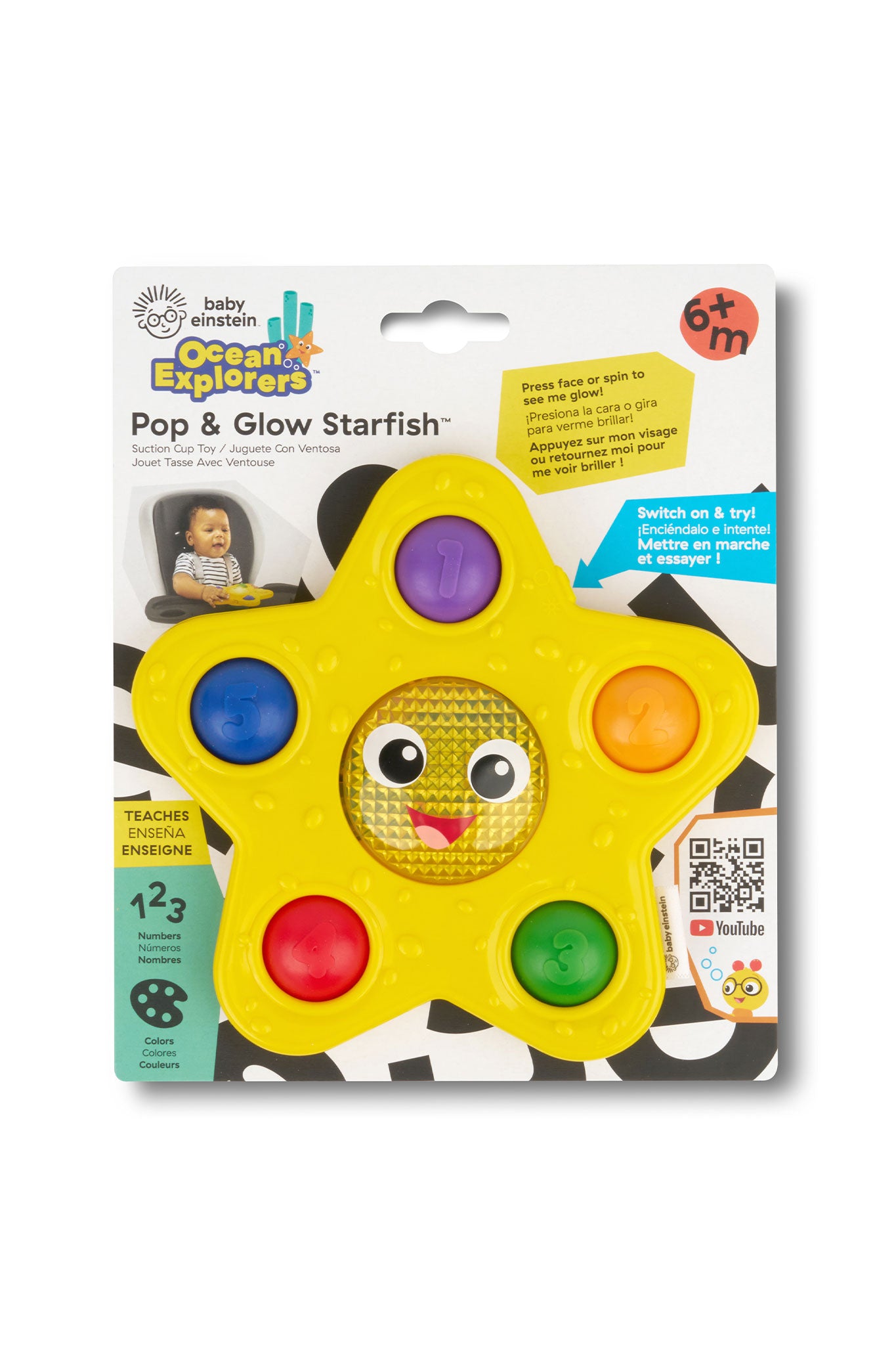 baby einstein ocean explorers pop & glow starfish light up sensory activity toy