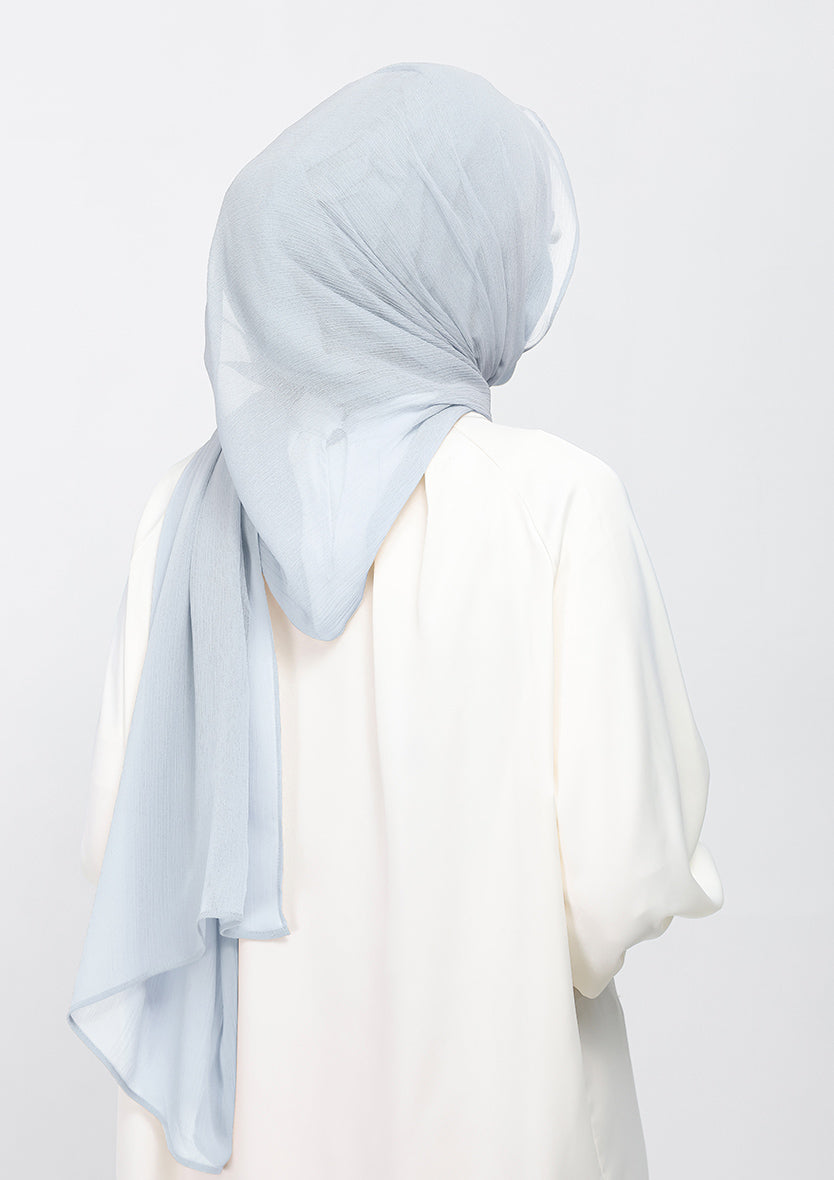 silver plain crinkled chiffon