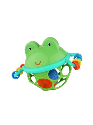 bright starts oball easy grasp jingle & shake pal rattle bpa free infant toy, green frog