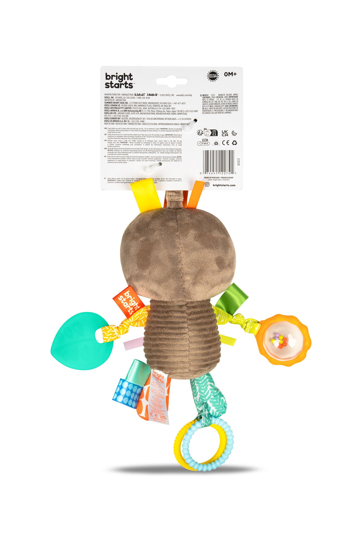 bright starts playful pals take along activity toy, sloth