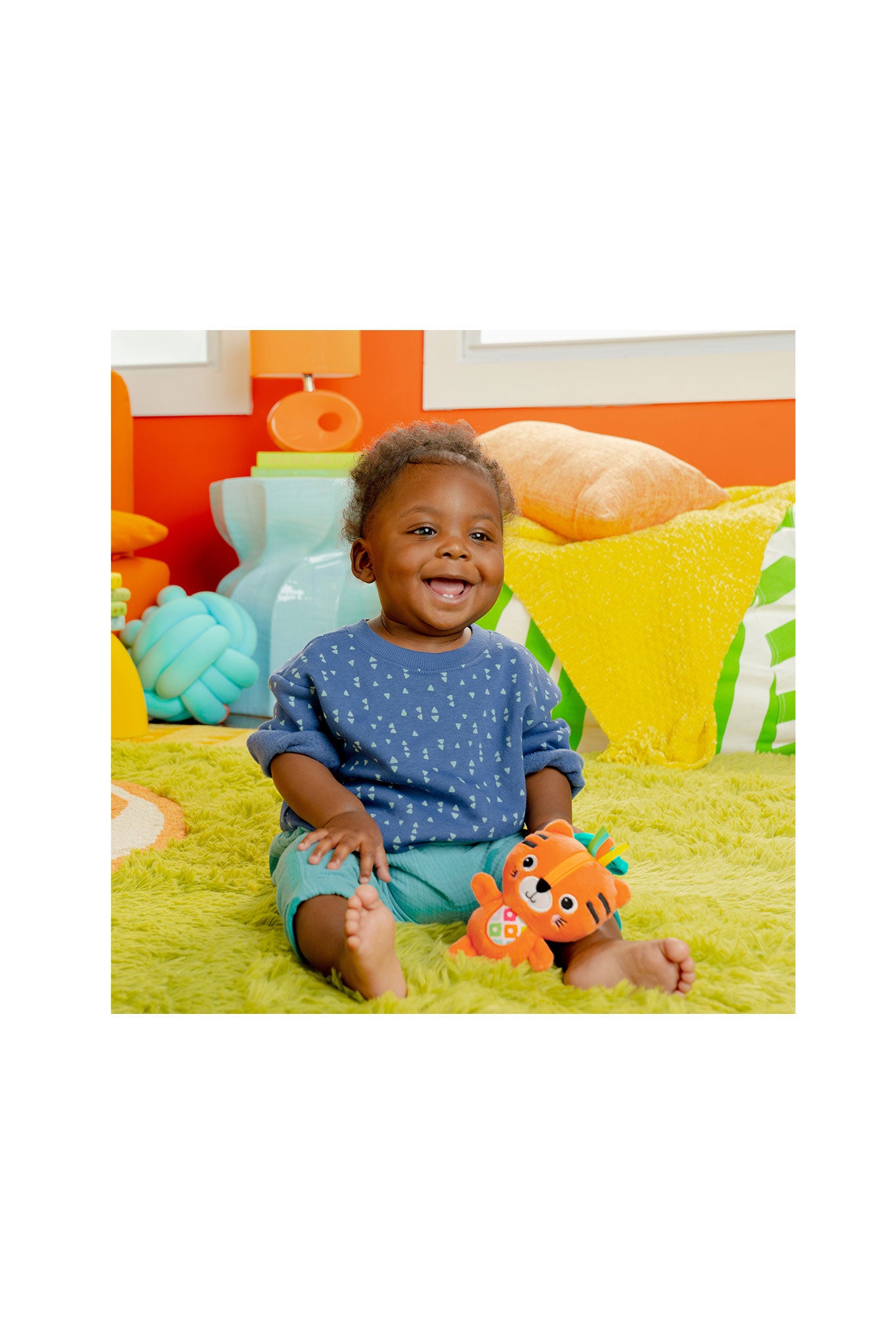 bright starts jingle joy reach & rattle toy tiger