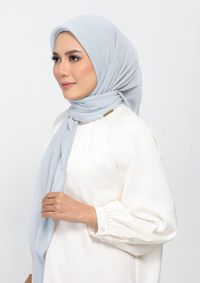 silver plain crinkled chiffon