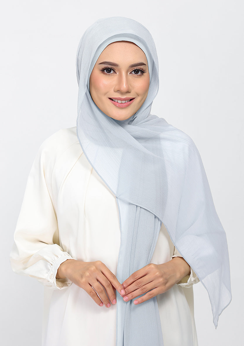silver plain crinkled chiffon