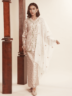 Kaiya Sand Beige Embroidered Kebaya Set