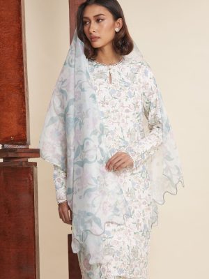 Katrina White Textured Modern Kurung Set