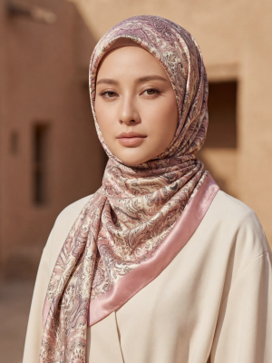 Eid Bloom 2026 Scarves Mixed Satin Square in Barouqe