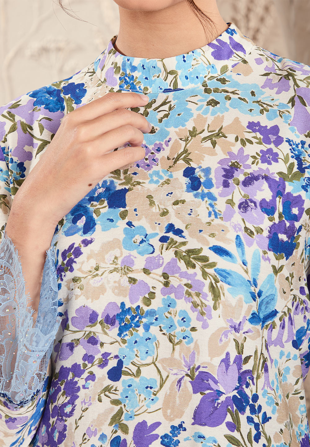 Velora baju kurung in blue - Image 3