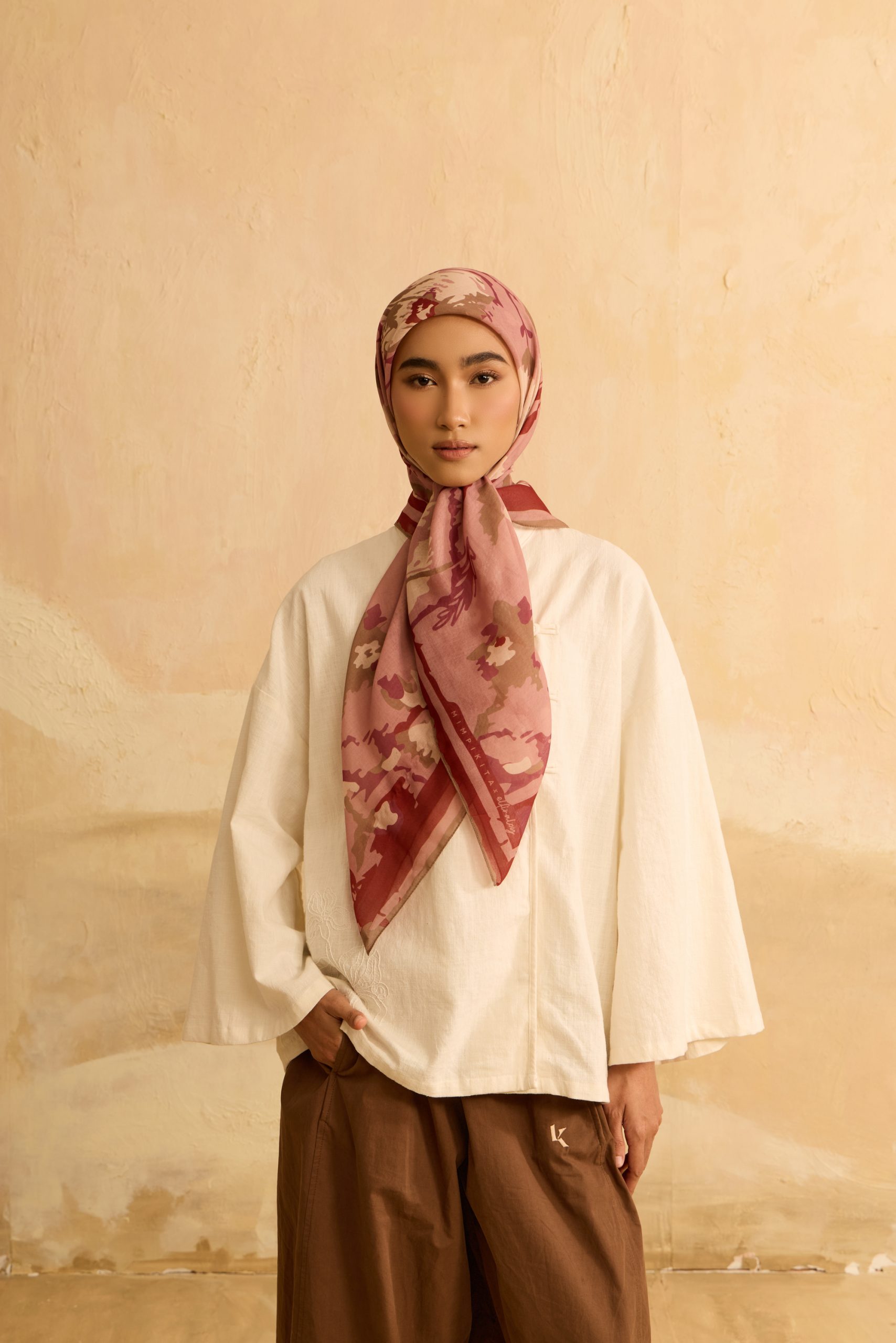 Frida Pink Square Voile Scarf