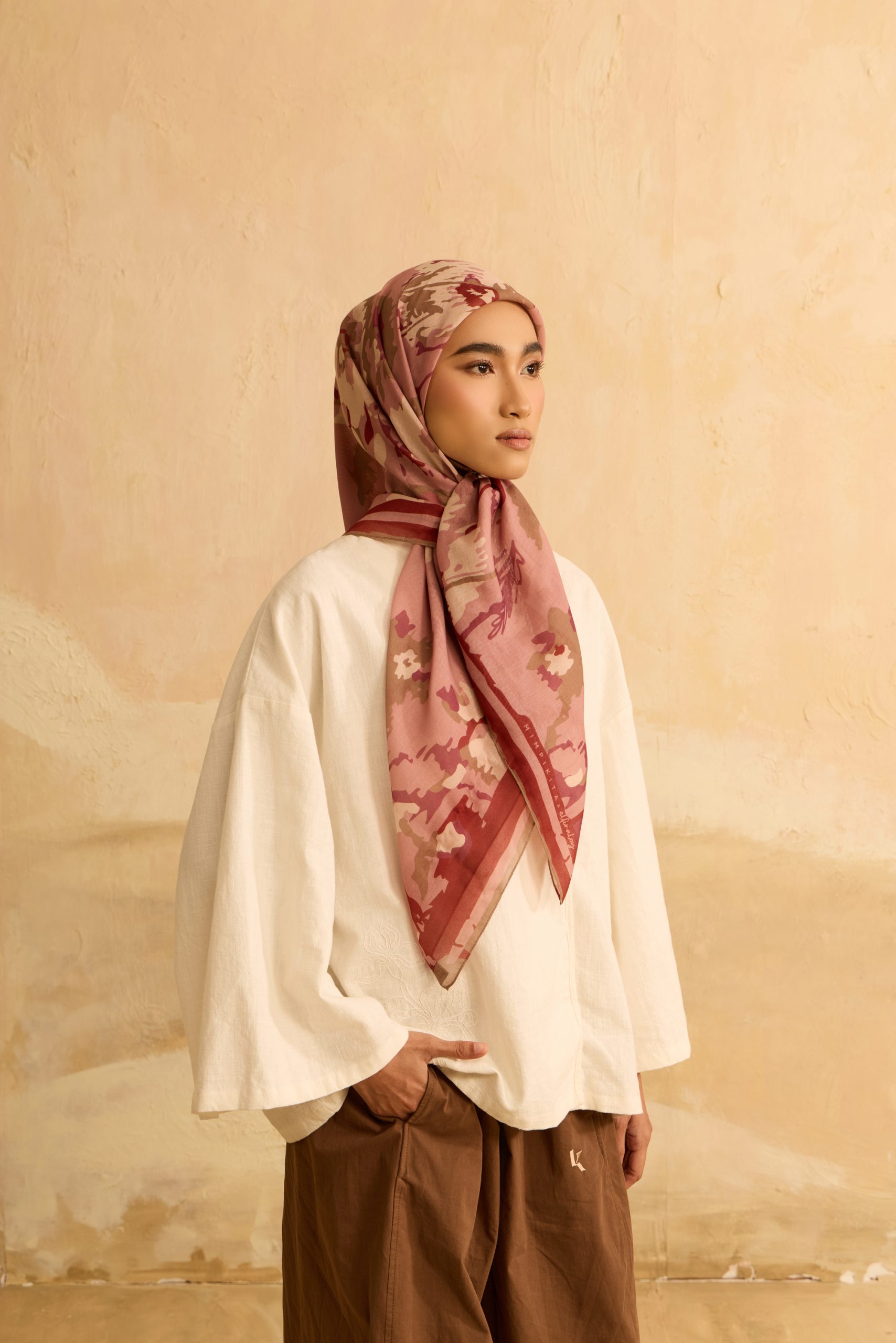 Frida Pink Square Voile Scarf - Image 2