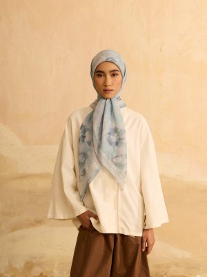 Frida Soft Blue Square Voile Scarf
