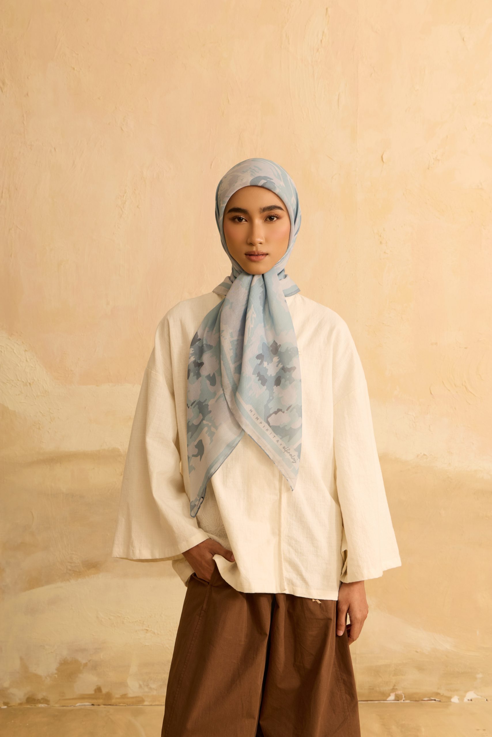 Frida Soft Blue Square Voile Scarf