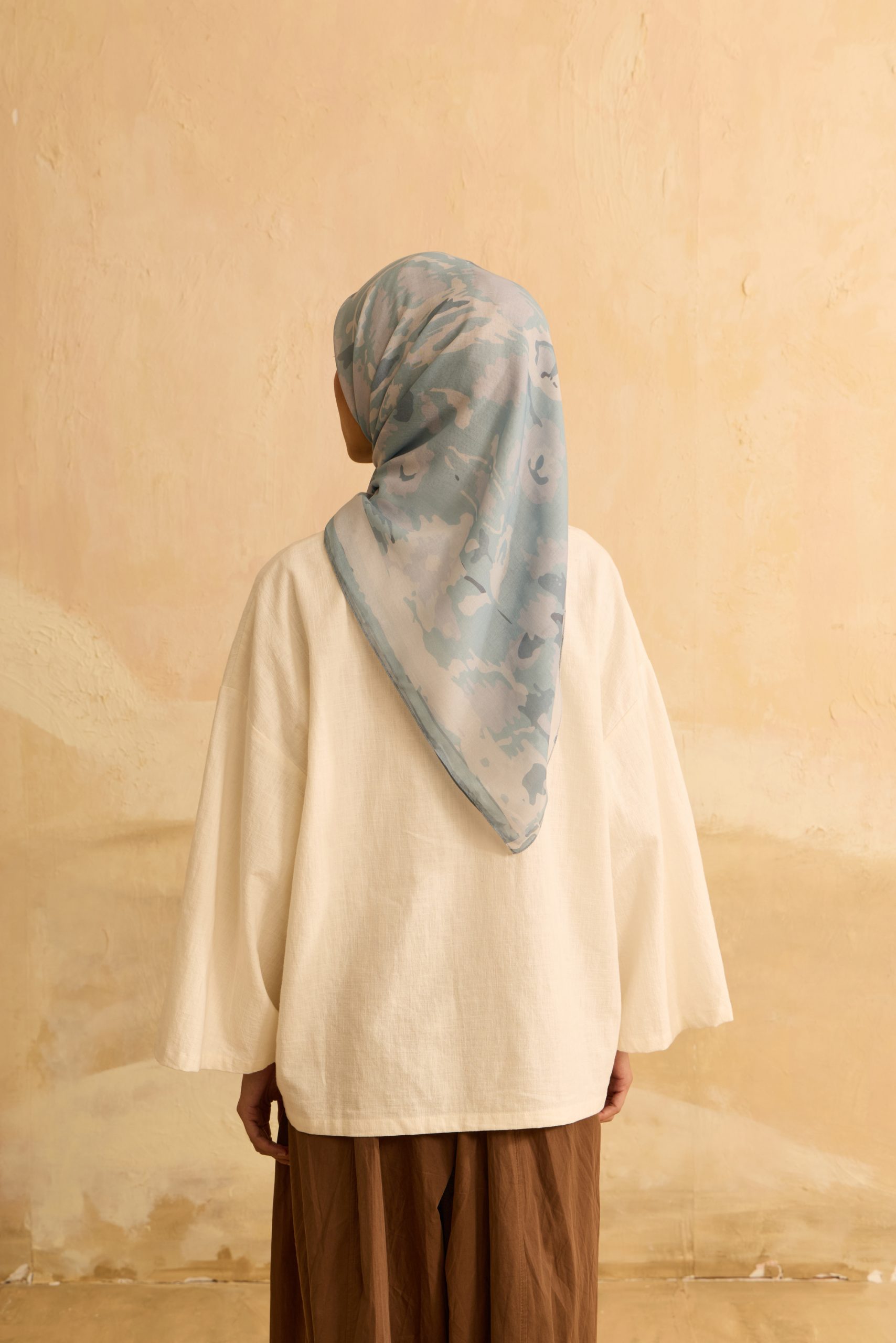 Frida Soft Blue Square Voile Scarf - Image 3